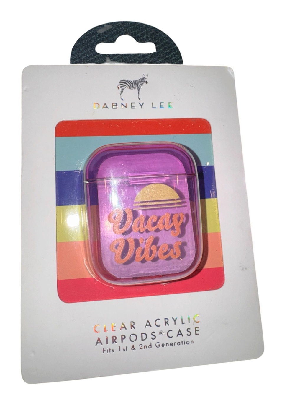Dabney Lee Purple Vacay Vibes Clear Acrylic AirPods Case